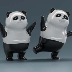 现代大熊猫雕塑3D模型下载